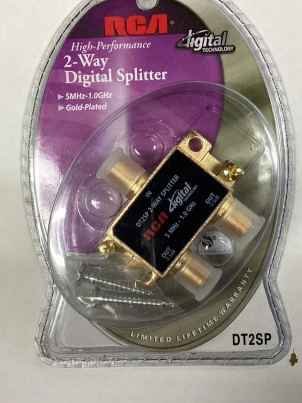 NEW RCA High Performance 2-way Digital Splitter 5mhz 1.0ghz/gold pated DT2SP
